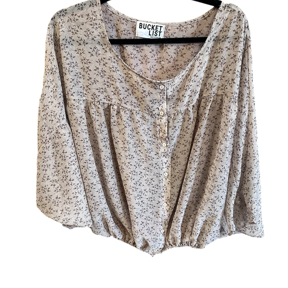 BUCKETLIST Cream Floral Poncho Blouse